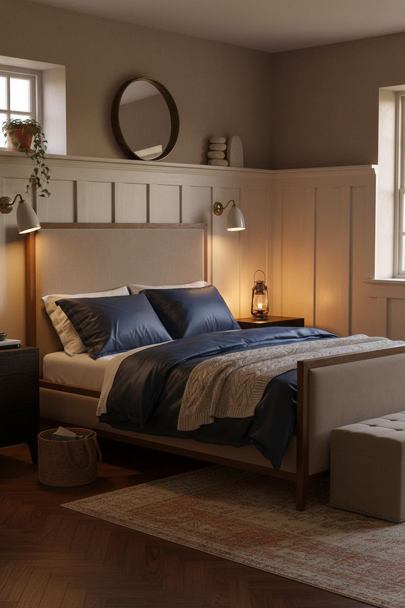 Cozy Cottage Bedroom Wainscoting Vintage