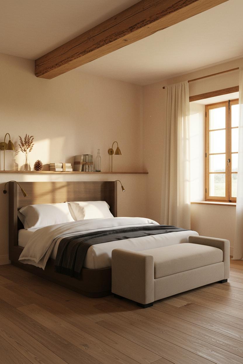 Cozy Country Bedroom Farmhouse Exposed Beam