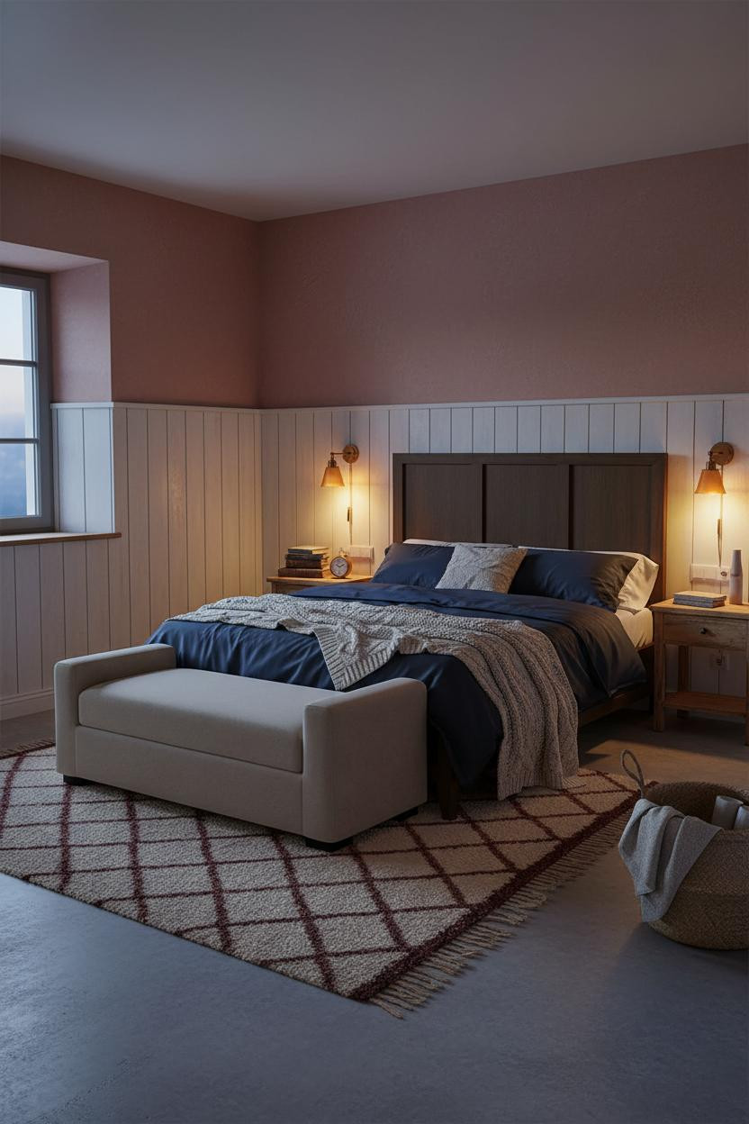 Cozy Country Bedroom Farmhouse Wainscoting