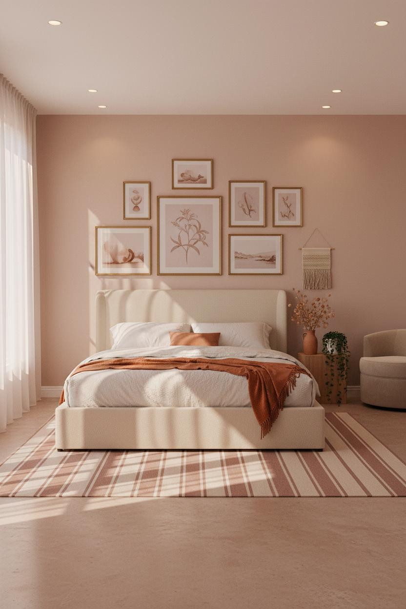 Cozy Girly Bedroom Blush Brass Gallery Wall