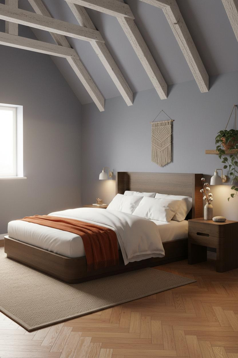 Cozy Green Attic Bedroom Botanical