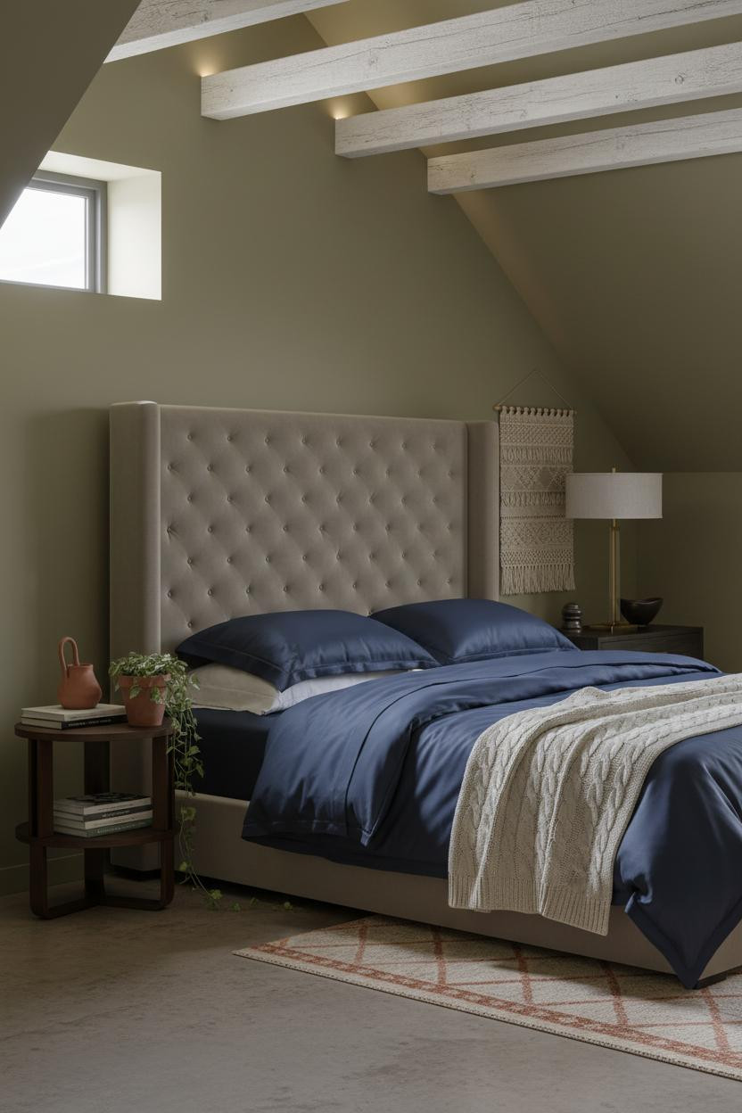 Cozy Green Attic Bedroom Olive Walls