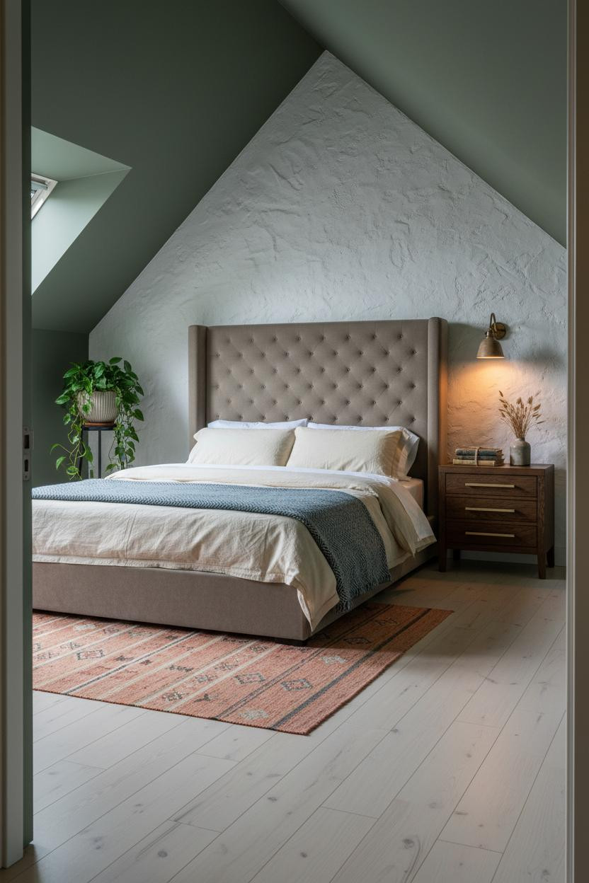 Cozy Green Bedroom Attic Dormer