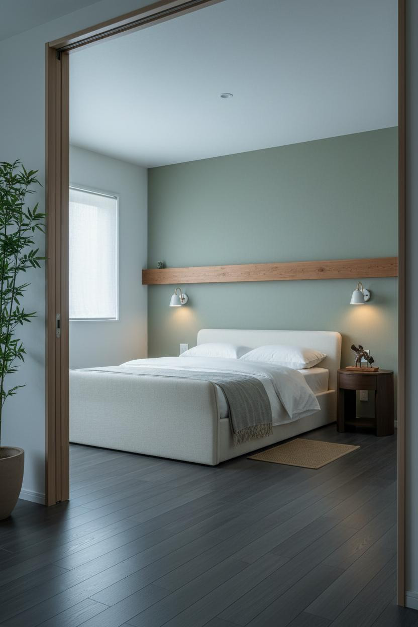 Cozy Japanese Bedroom Sage Green Hinoki