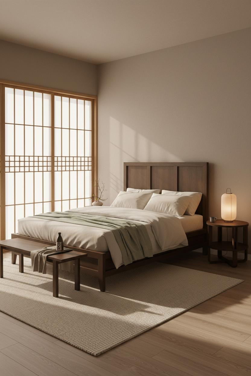Cozy Japanese Bedroom Shoji Screens Japandi Style