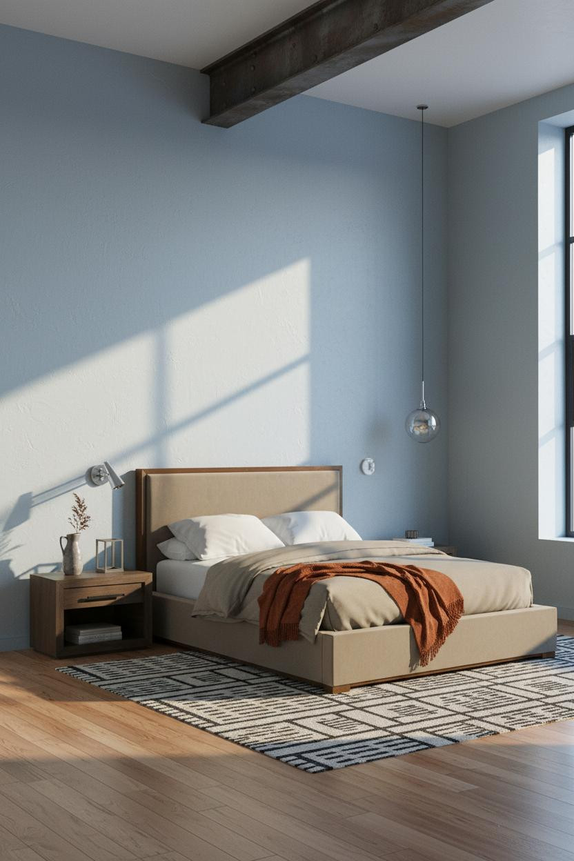 Cozy Loft Bedroom Exposed Beams Modern