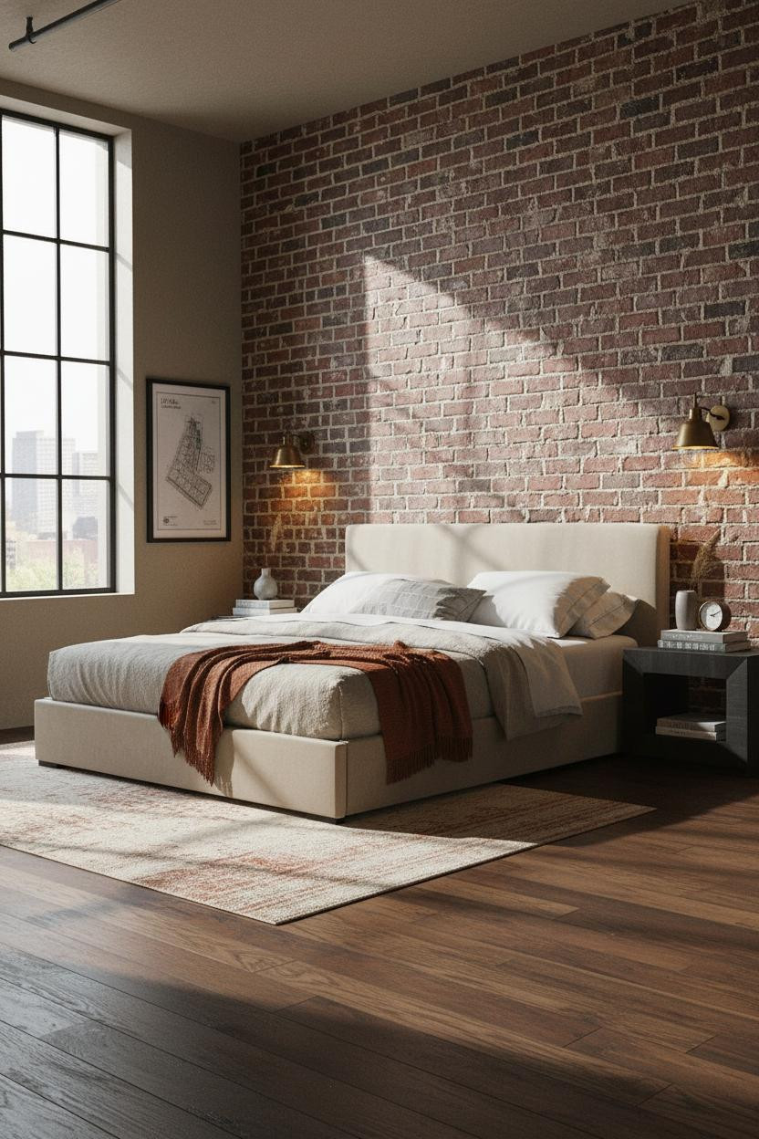 Cozy Loft Bedroom Exposed Brick Industrial