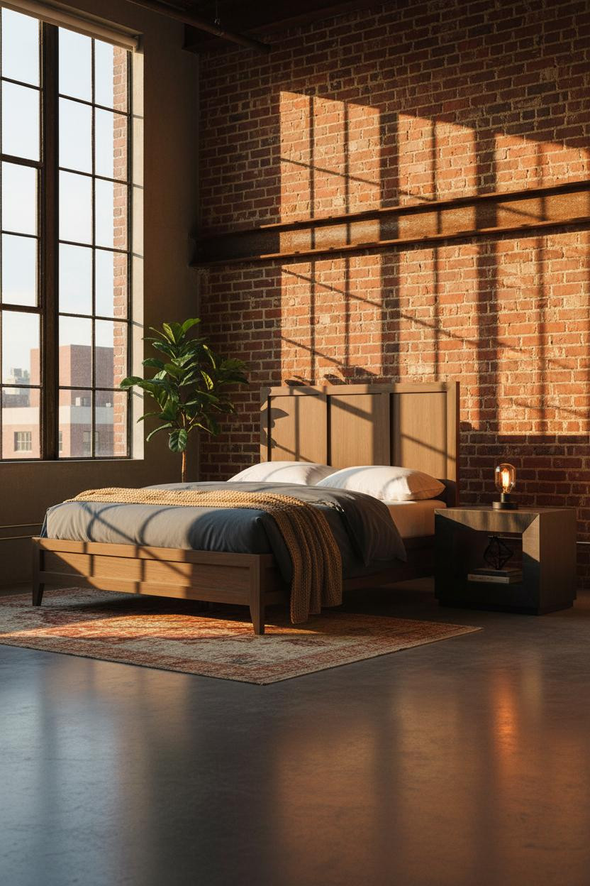 Cozy Loft Bedroom Exposed Brick Industrial