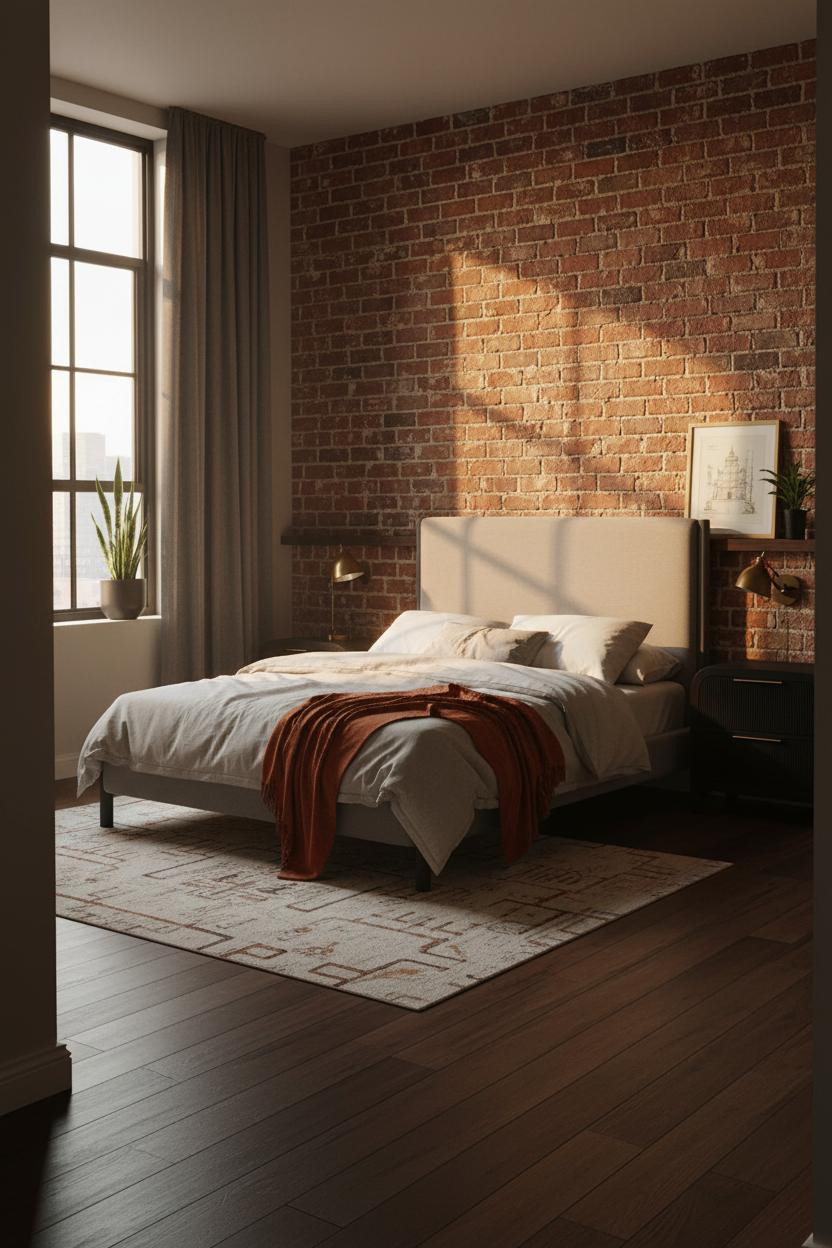 Cozy Loft Bedroom Exposed Brick Industrial