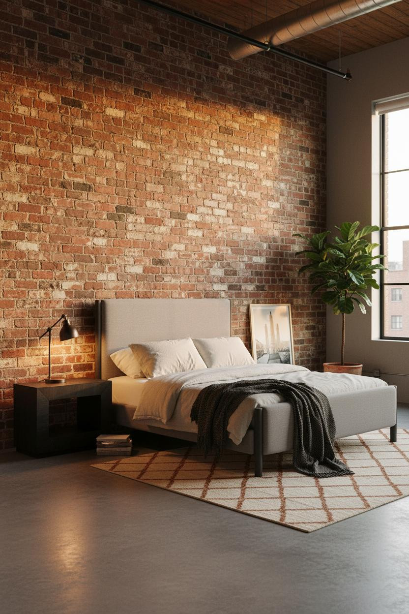 Cozy Loft Bedroom Exposed Brick