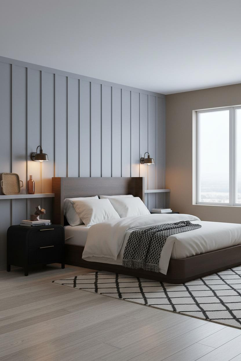 Cozy Mens Bedroom Dark Academia Paneling