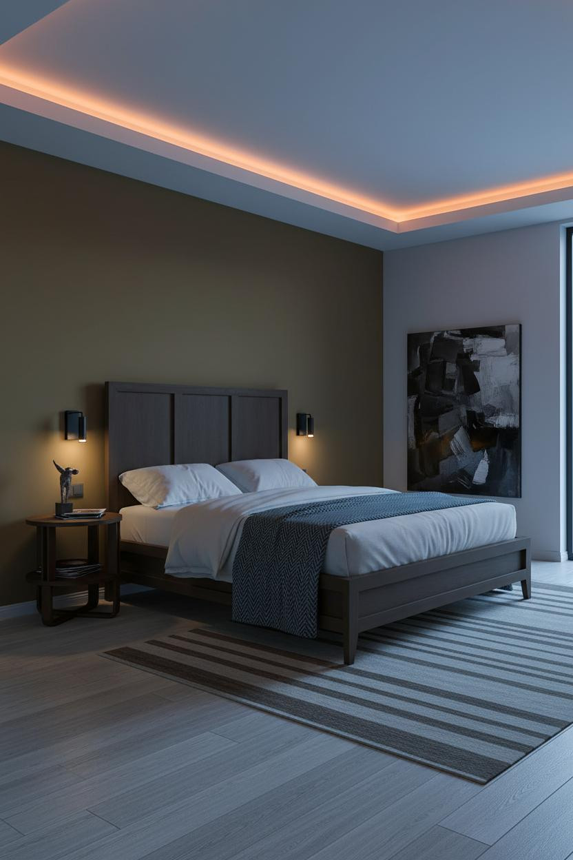 Cozy Mens Bedroom Dark Academia Warm Lighting