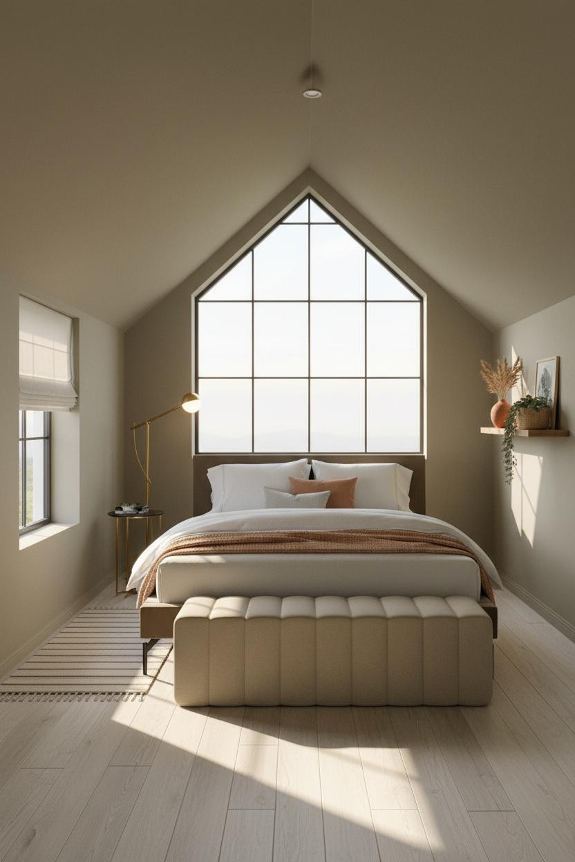 Cozy Neutral Attic Bedroom Natural Light