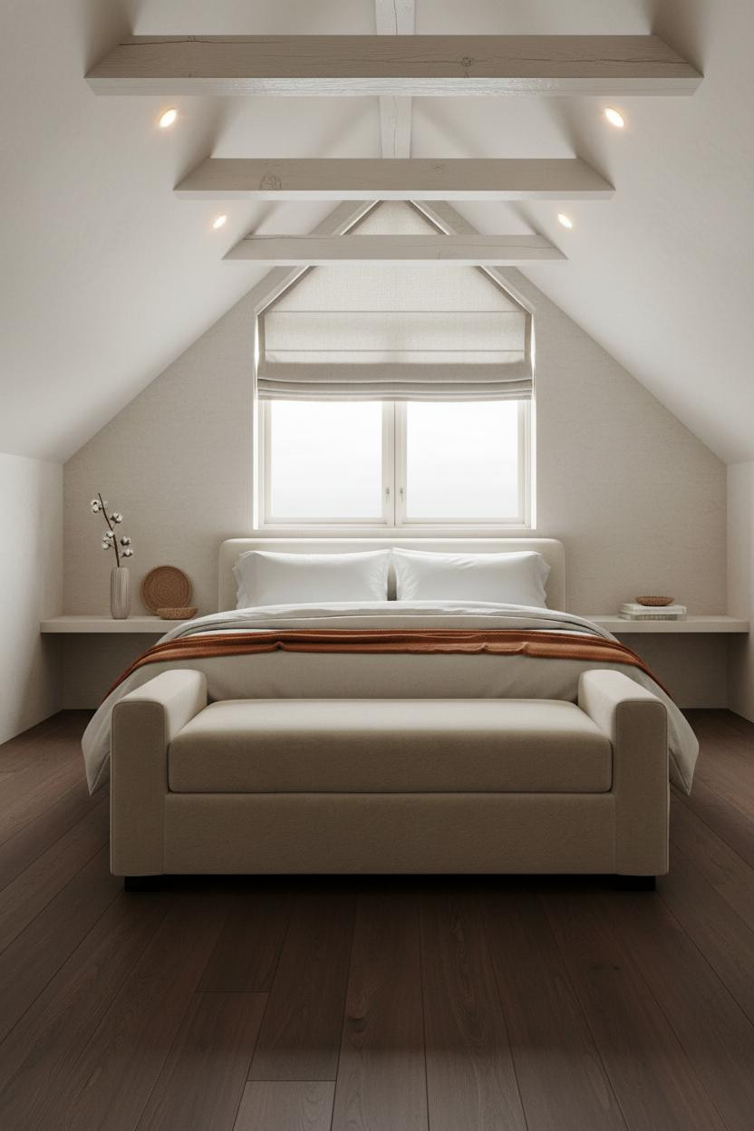 Cozy Neutral Attic Bedroom Warm Rafters
