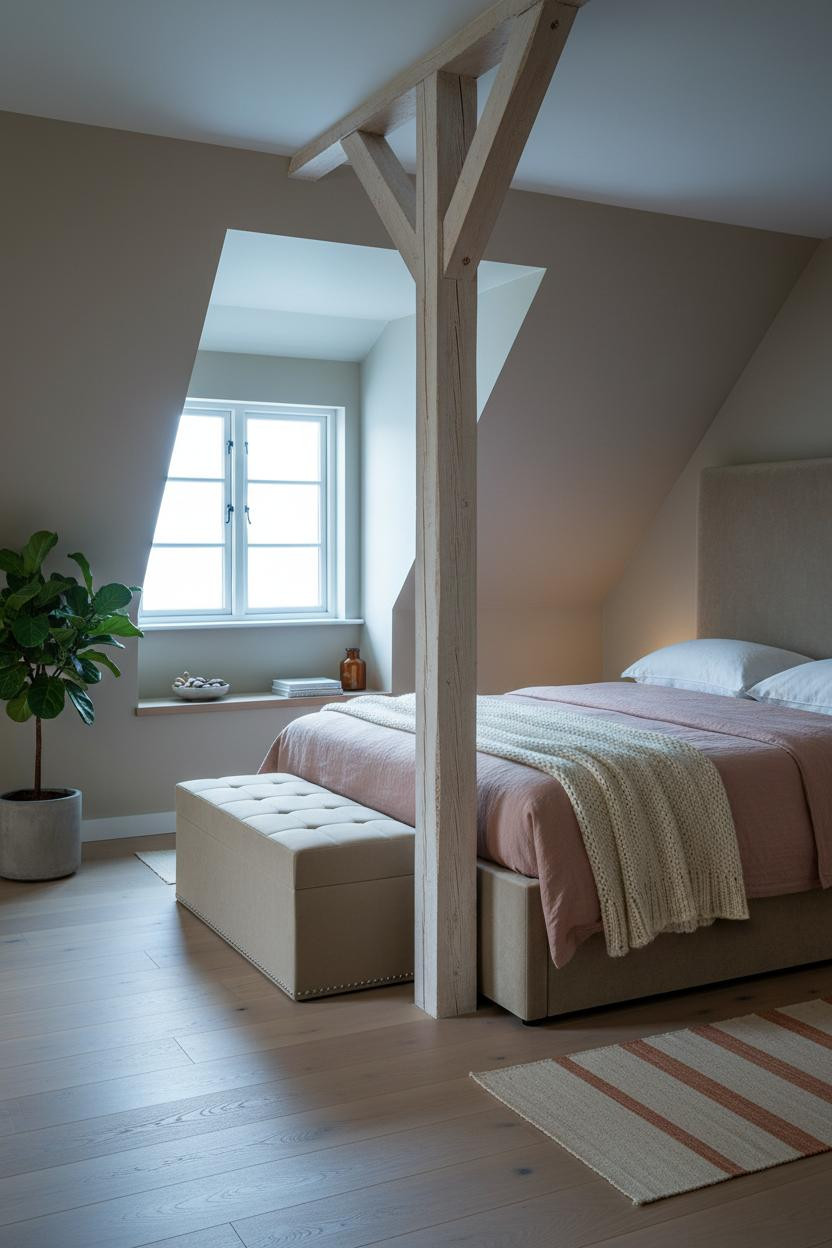 Cozy Neutral Attic Bedroom Warm Timber