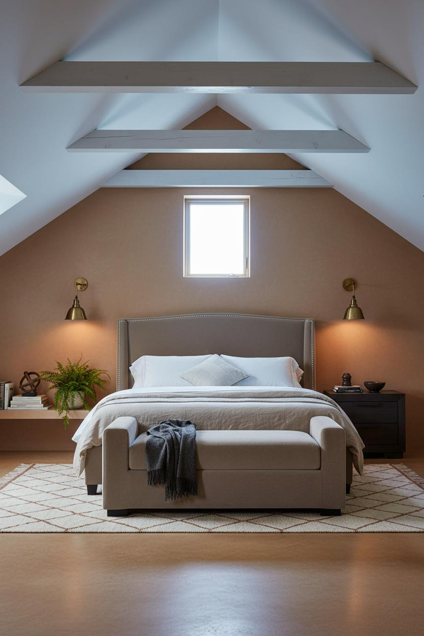 Cozy Neutral Attic Bedroom Warm Wood