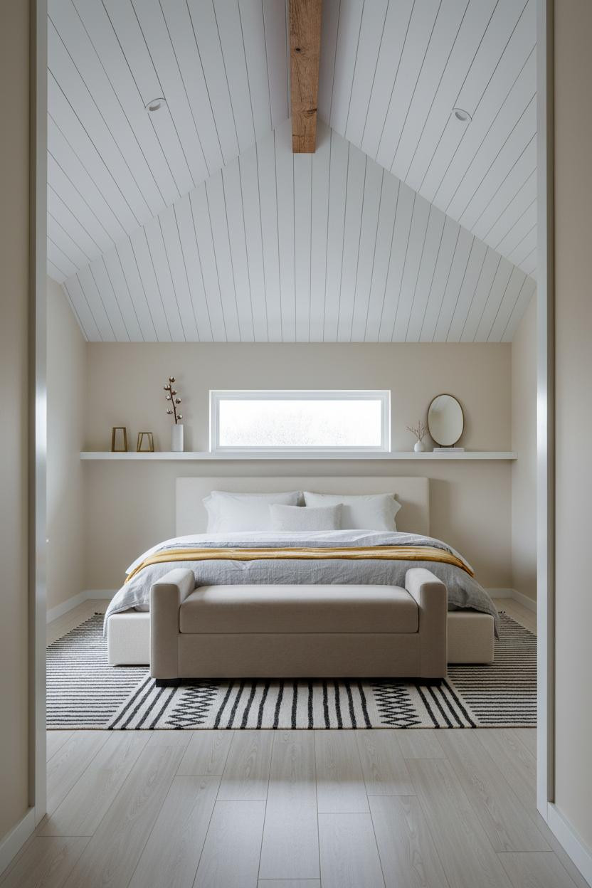 Cozy Neutral Bedroom Attic Window