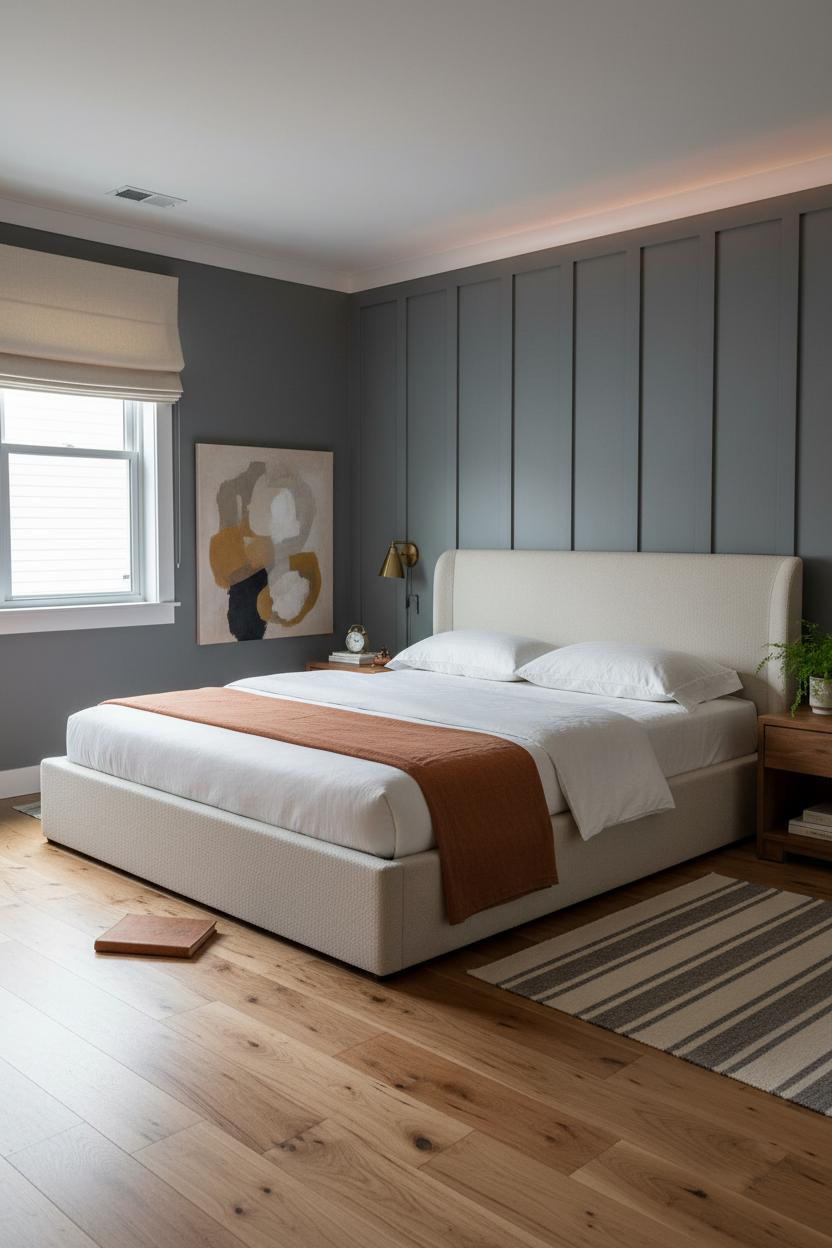 Cozy Small Bedroom Board Batten Accent Wall