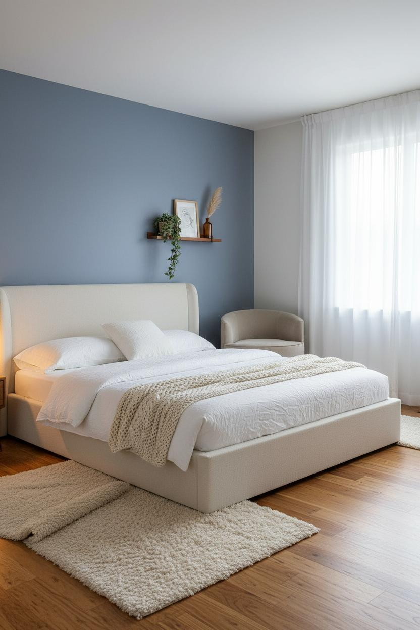 Cozy Teen Bedroom Periwinkle Accent Wall