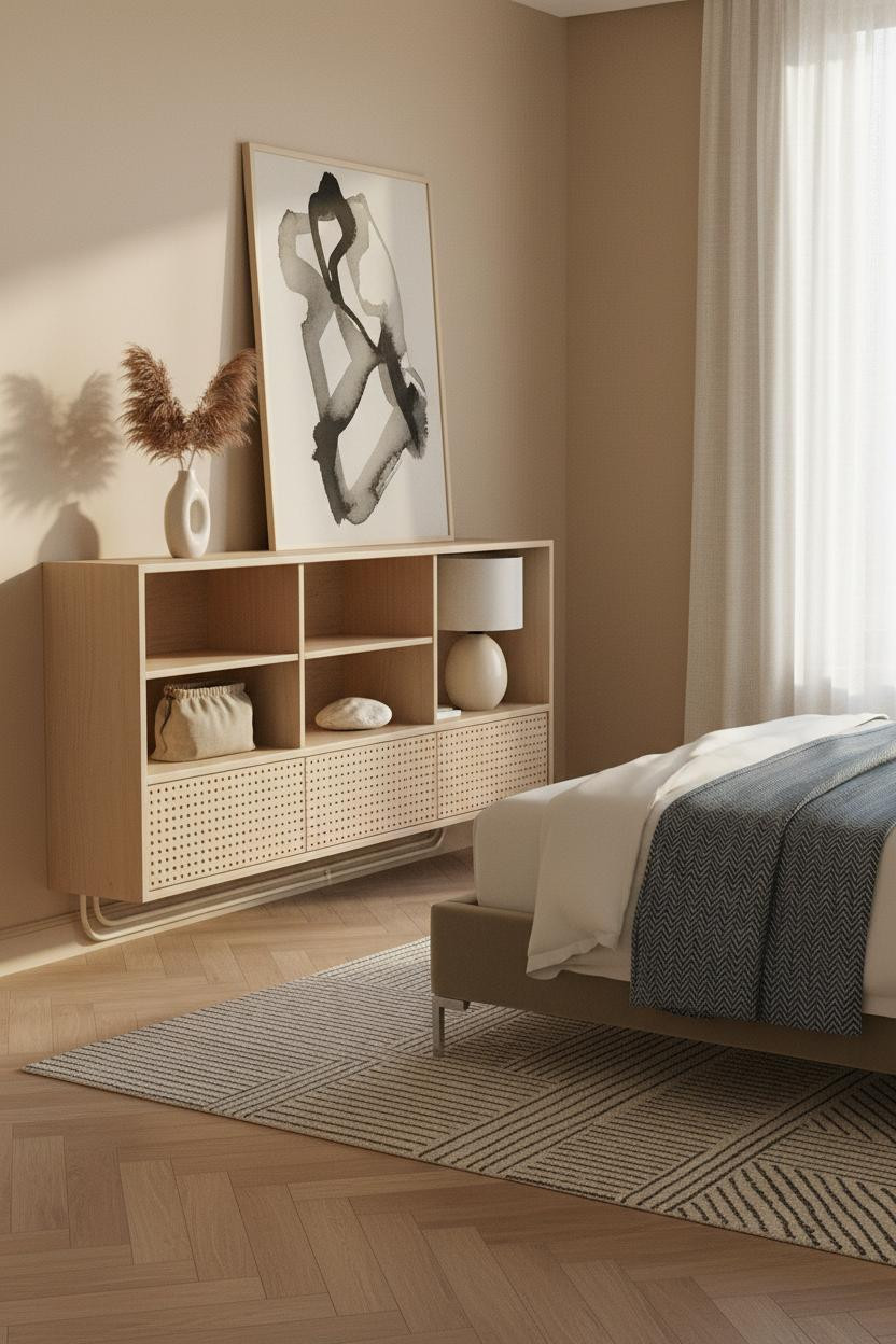 CPAP Nightstand Wall Mounted Bamboo Storage