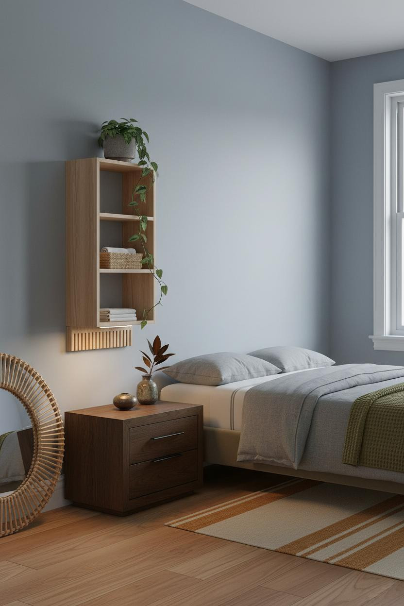 CPAP Nightstand Wall Mounted Shelving Bedroom