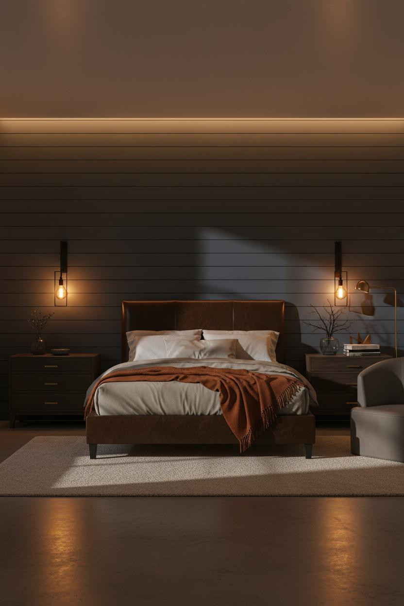 Dark Bedframe Bedroom Slate Shiplap Industrial
