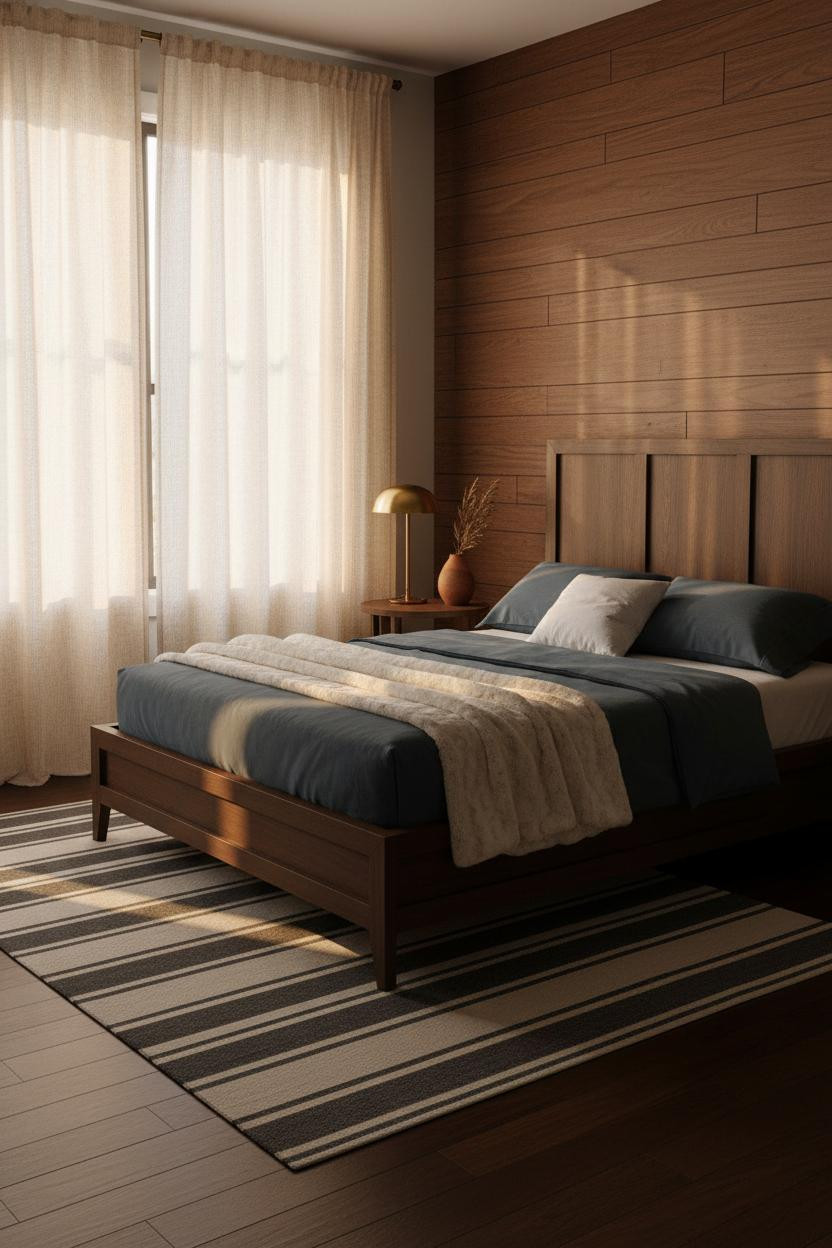 Dark Brown Walnut Headboard Bedroom