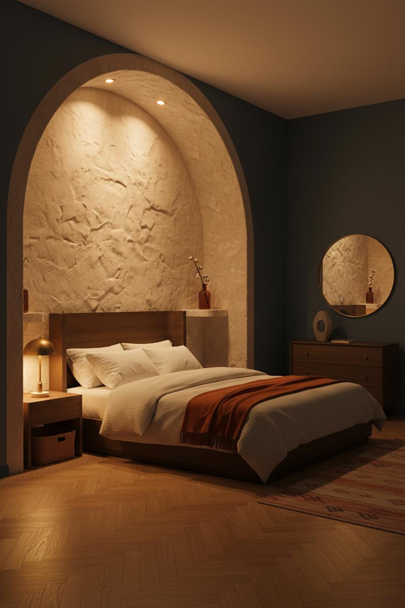 Dark Cozy Bedroom Moody Plaster Niche