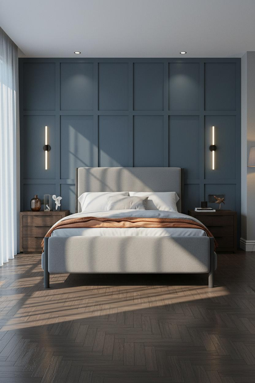 Dark Gray Bed Frame Bedroom Ideas Paneling