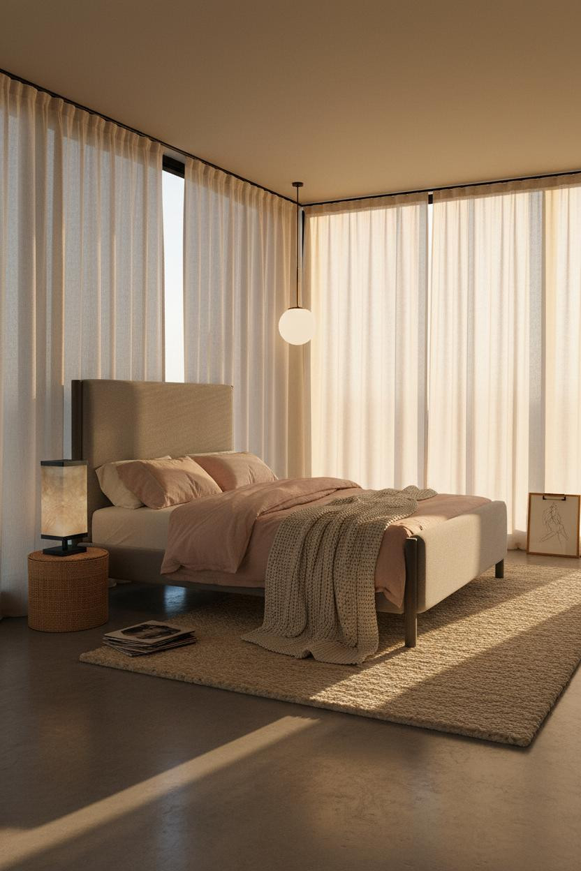 Dark Gray Bed Frame Coastal Modern Bedroom