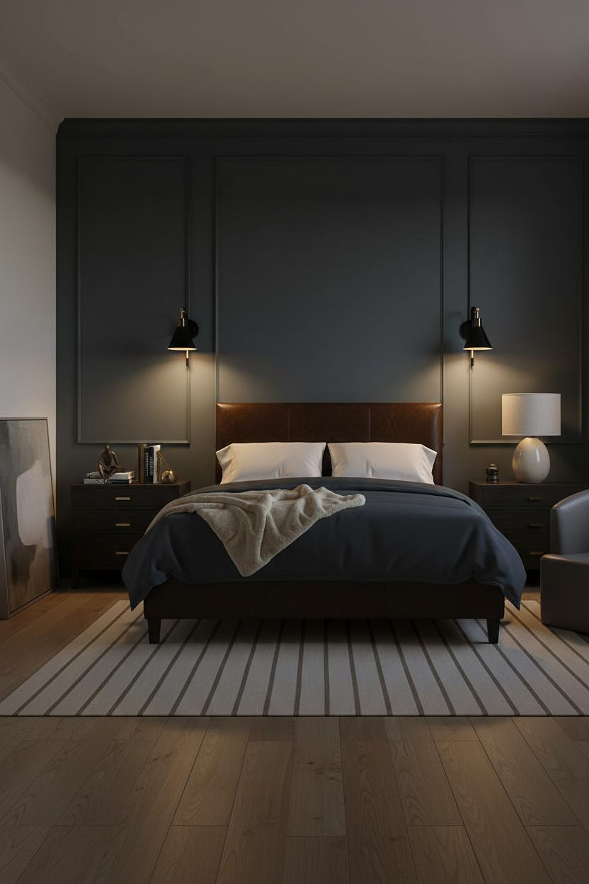 Dark Grey Bed Frame Bedroom Contemporary
