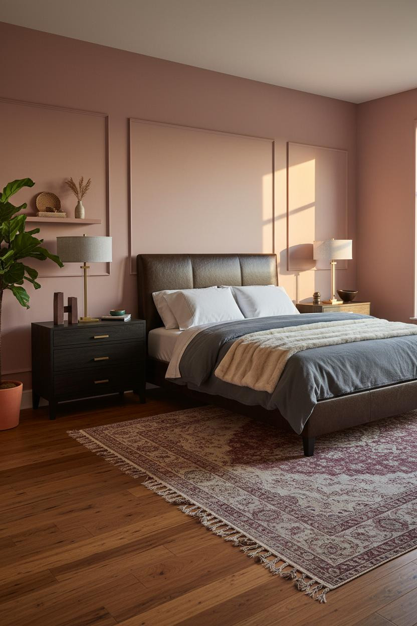 Dark Grey Bed Frame Bedroom Transitional
