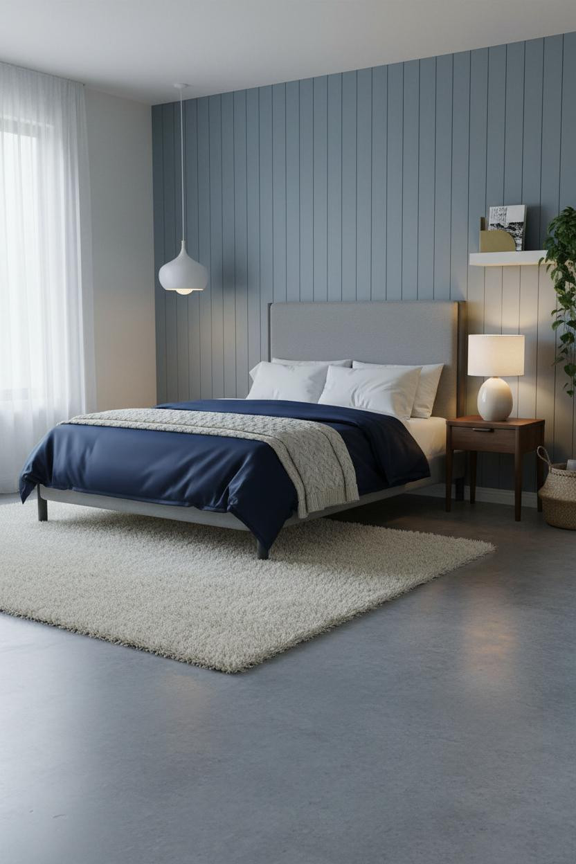 Dark Grey Bed Frame Coastal Modern Bedroom