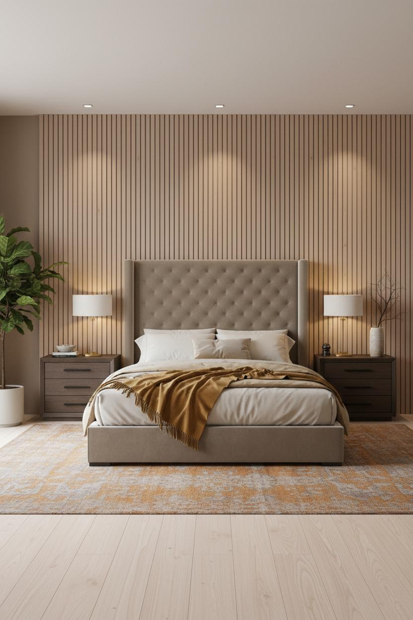 Double Bed Oak Headboard Modern Design