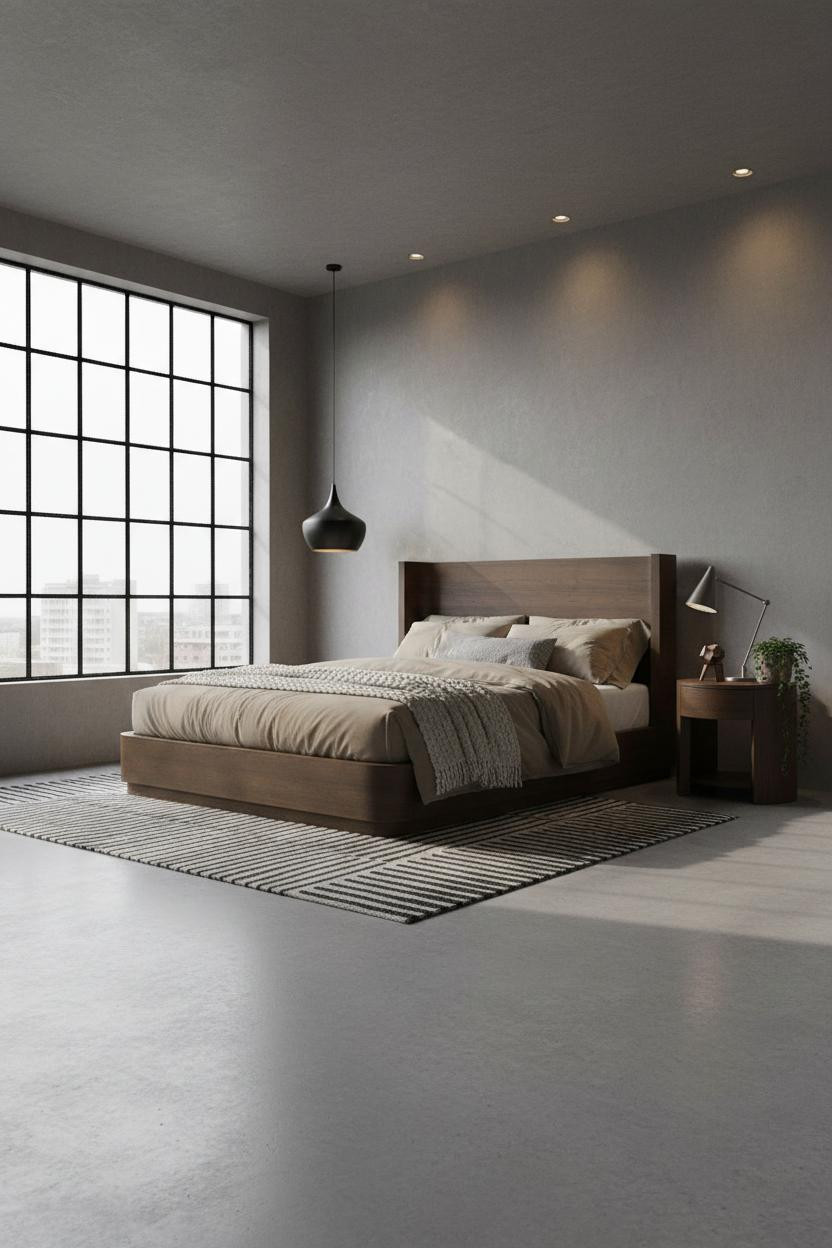 Double Bed Wood Frame Industrial Headboard