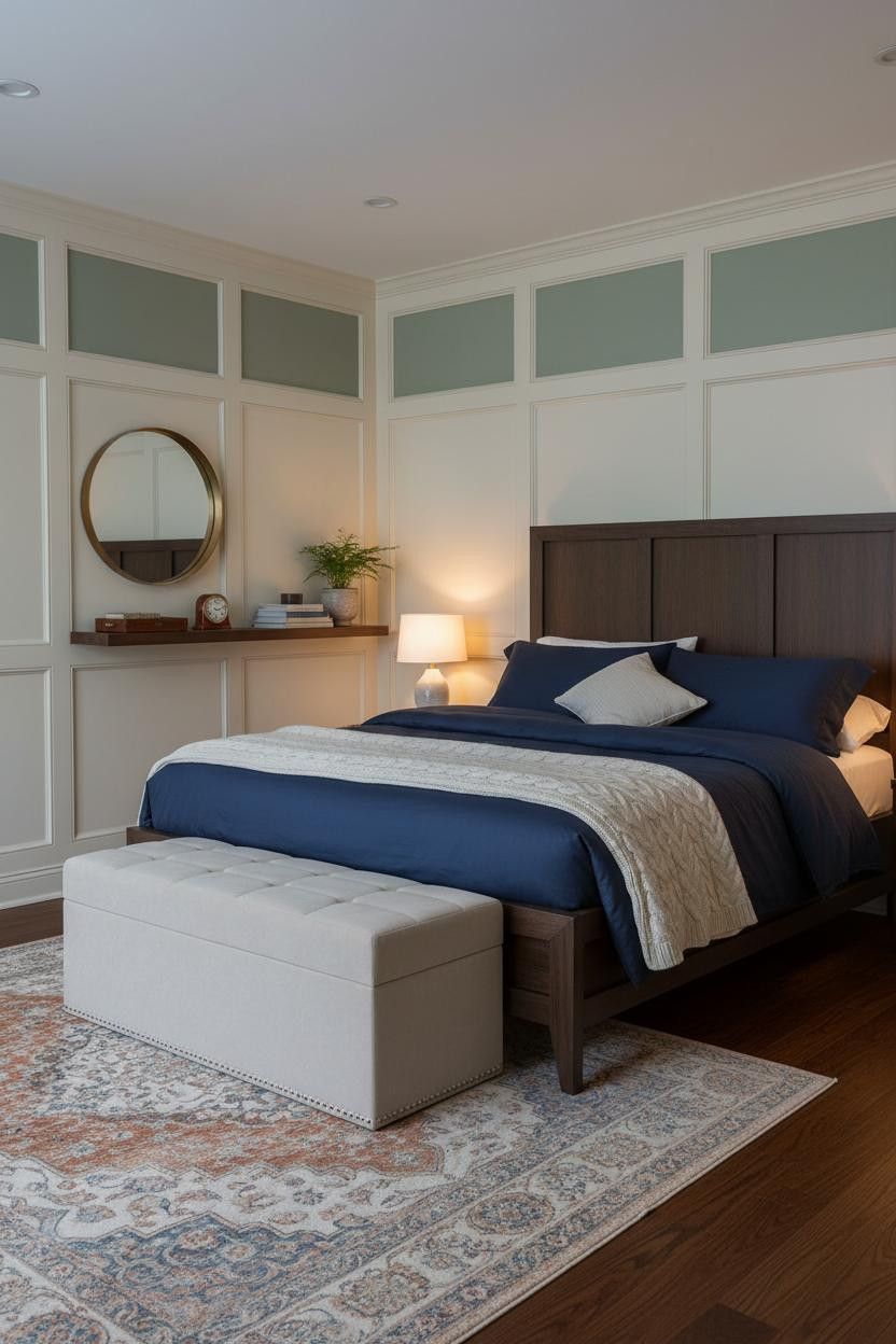 Earth Tone Bedroom Green Celadon Wainscoting