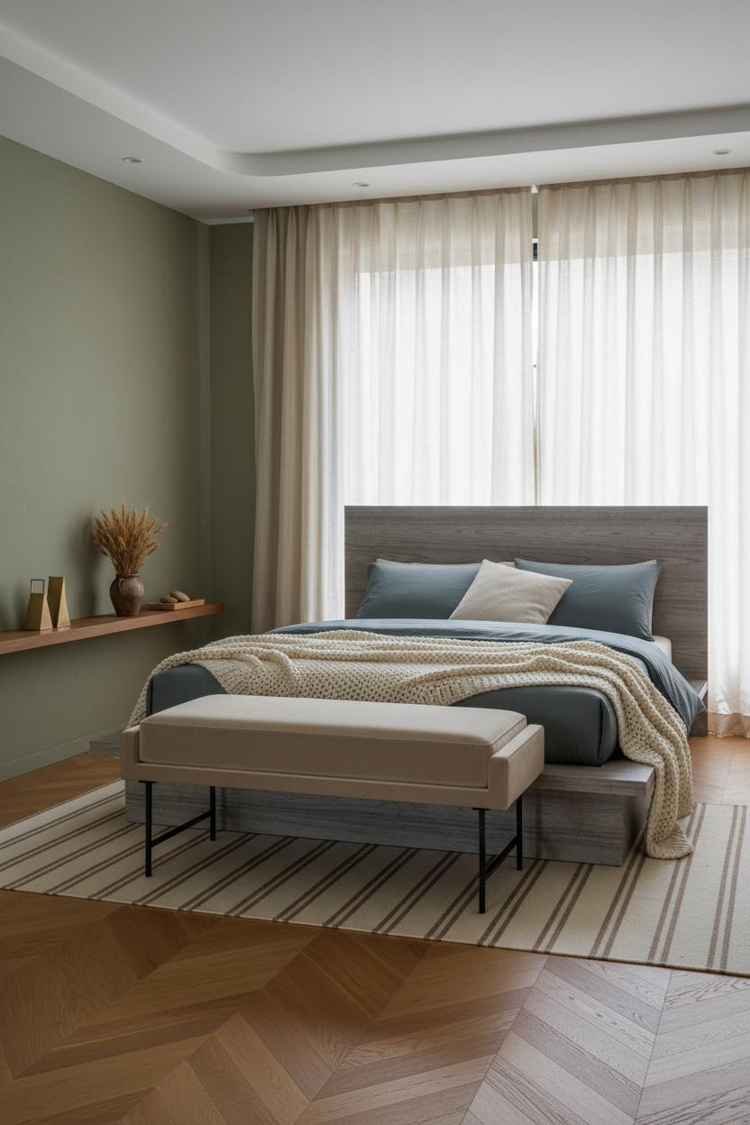 Earth Tone Green Bedroom Moss Walls