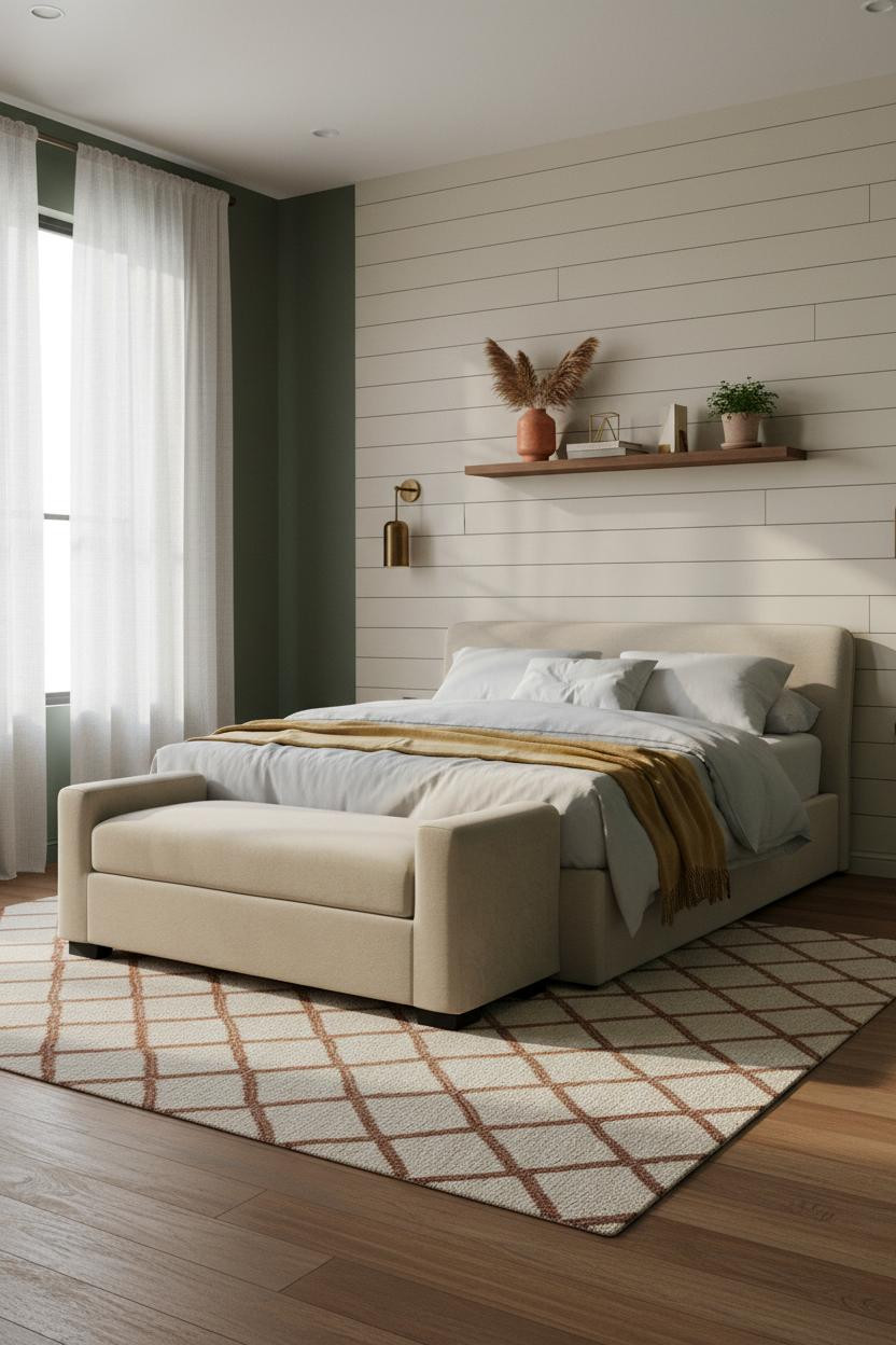 Earth Tone Green Bedroom Warm Neutral
