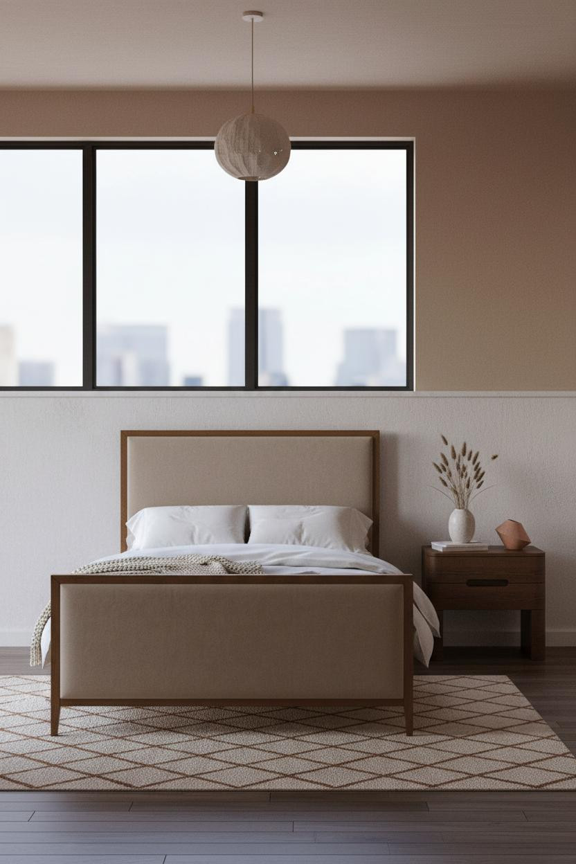 Earthy Bedroom Clay Walls Wainscoting