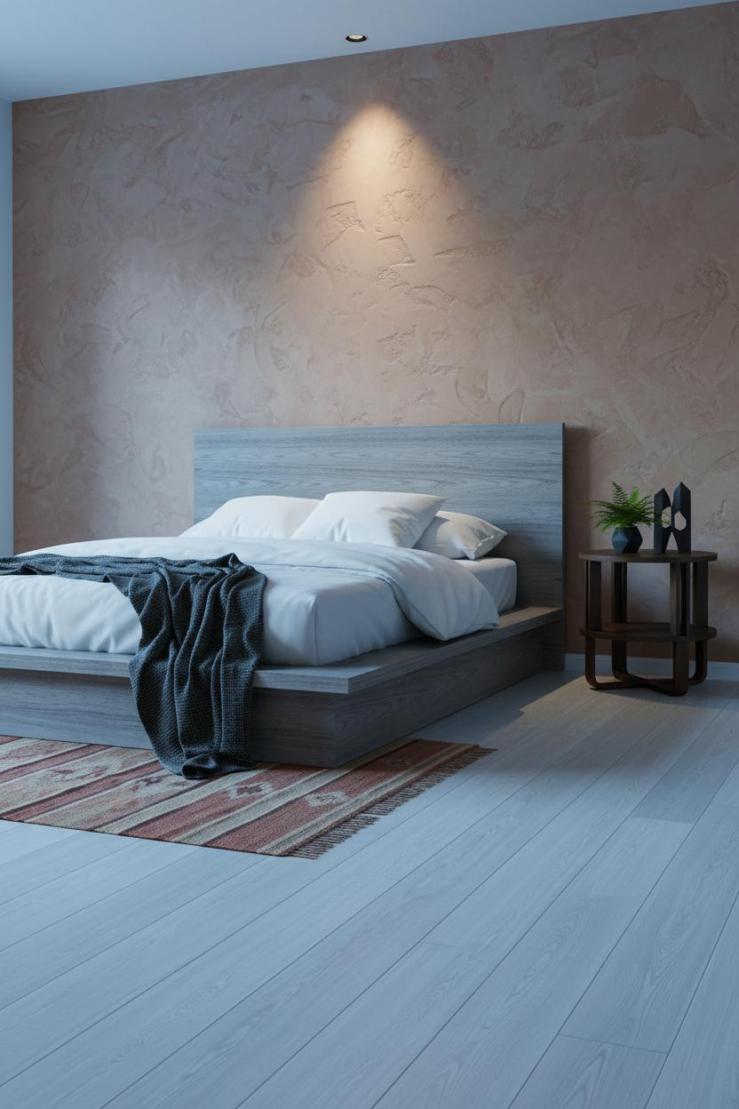 Earthy Bedroom Mushroom Wall Natural Wood