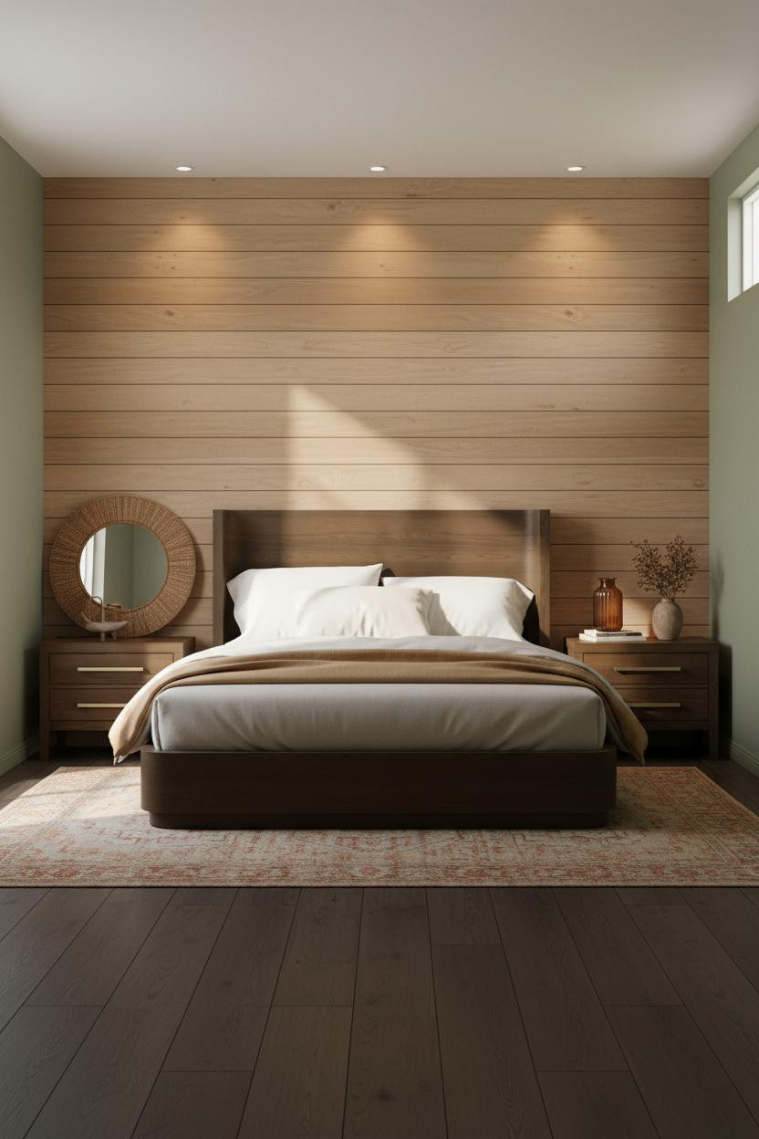 Earthy Bedroom Sage Green Shiplap