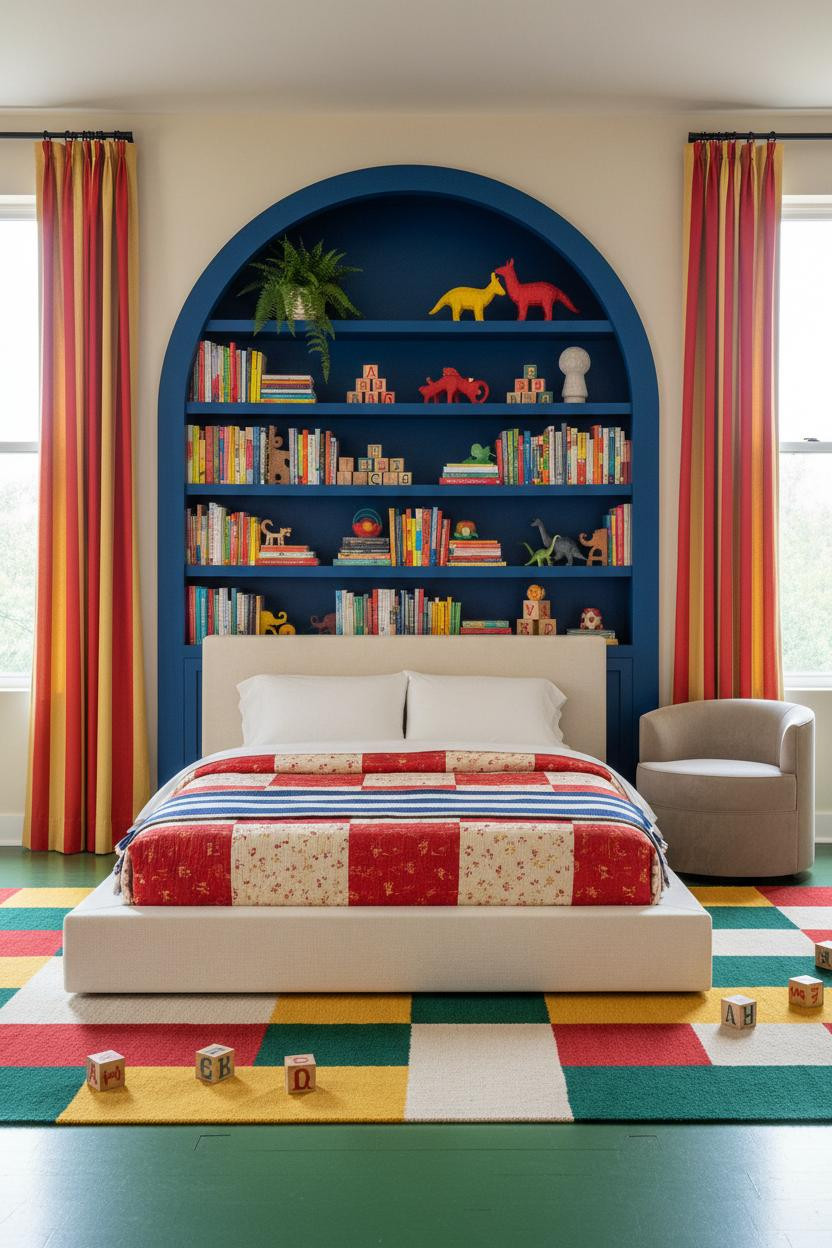 Eclectic Kids Room Cobalt Bookcase Primary Colors