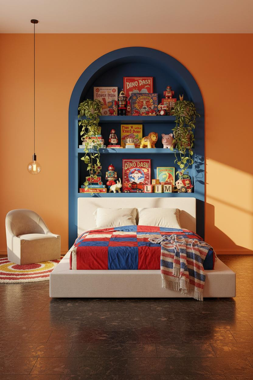 Eclectic Kids Room Cobalt Niche Vintage Toys