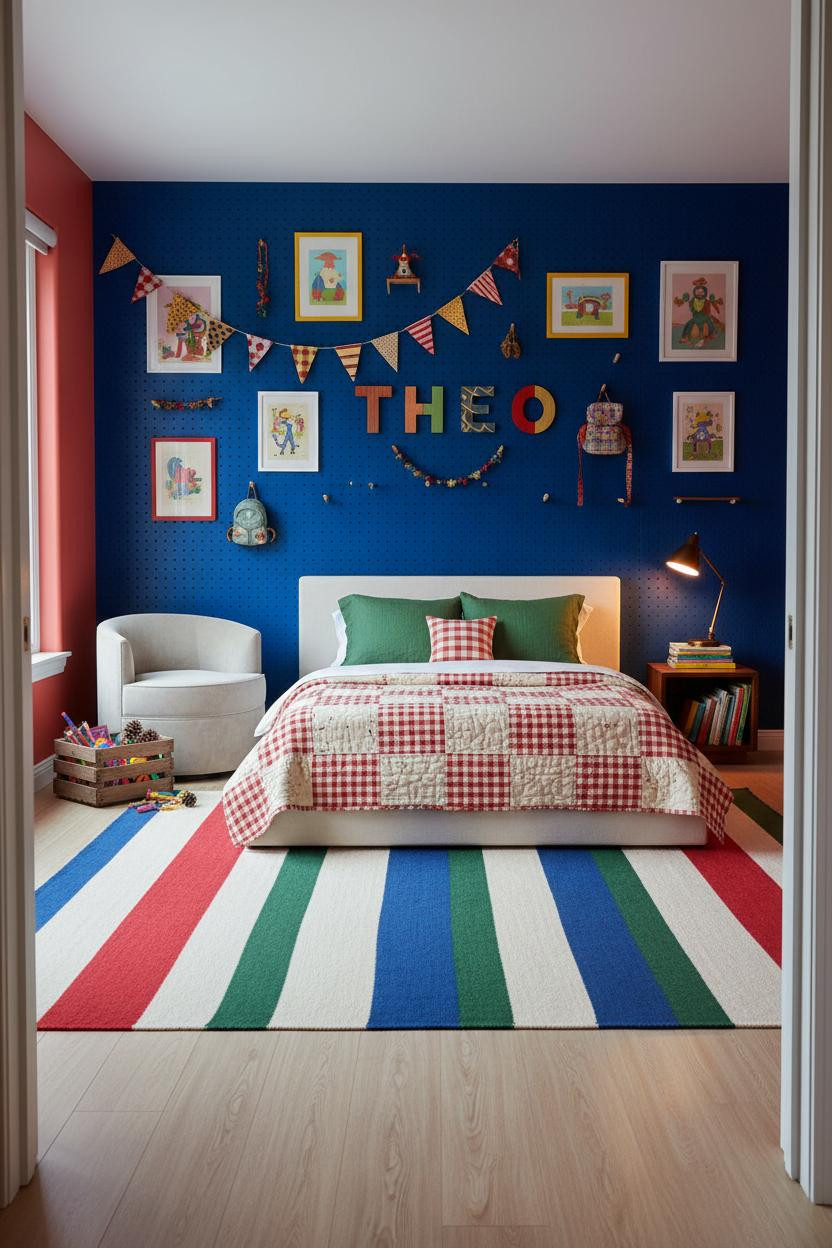 Eclectic Kids Room Cobalt Pegboard Maximalist