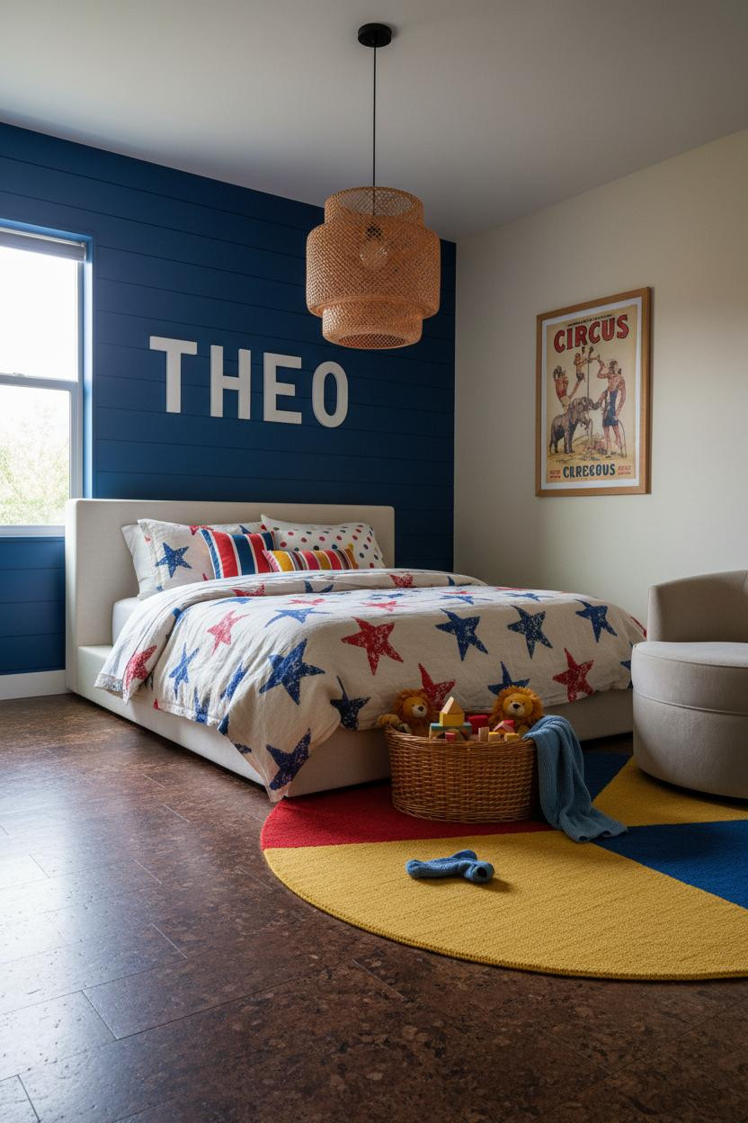 Eclectic Kids Room Whimsical Cobalt Shiplap Bedroom