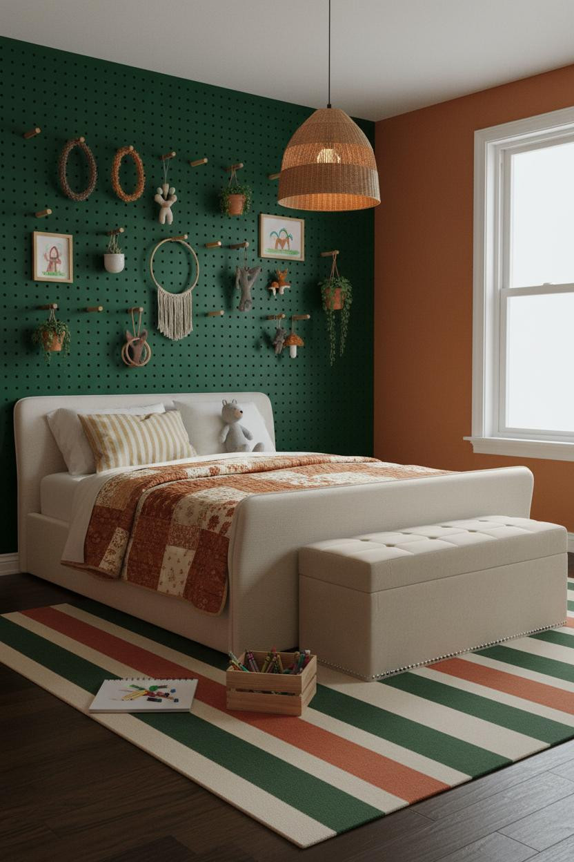 Eclectic Kids Room Pegboard Wall Pendant