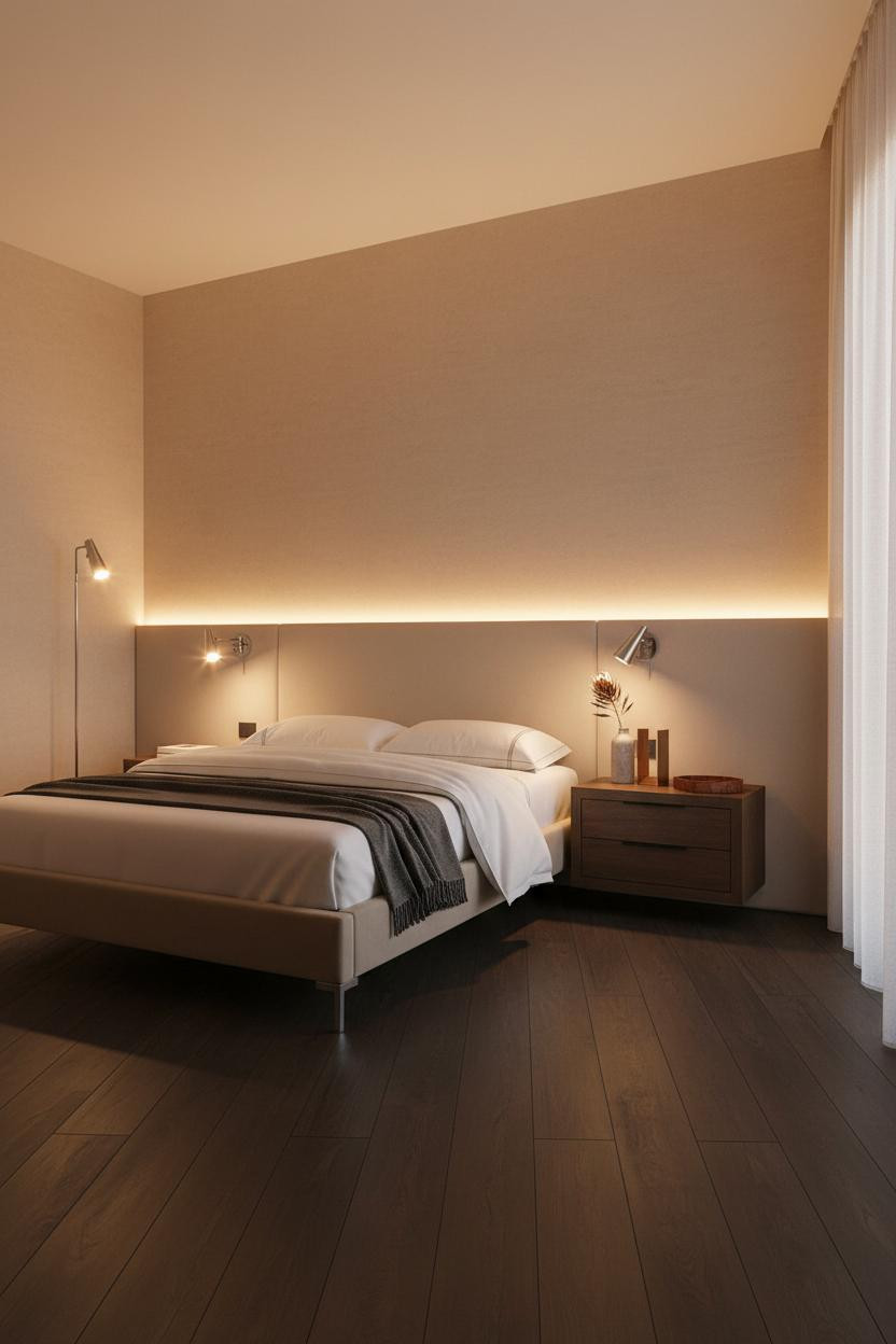 Floating Bed Frame Backlit Headboard