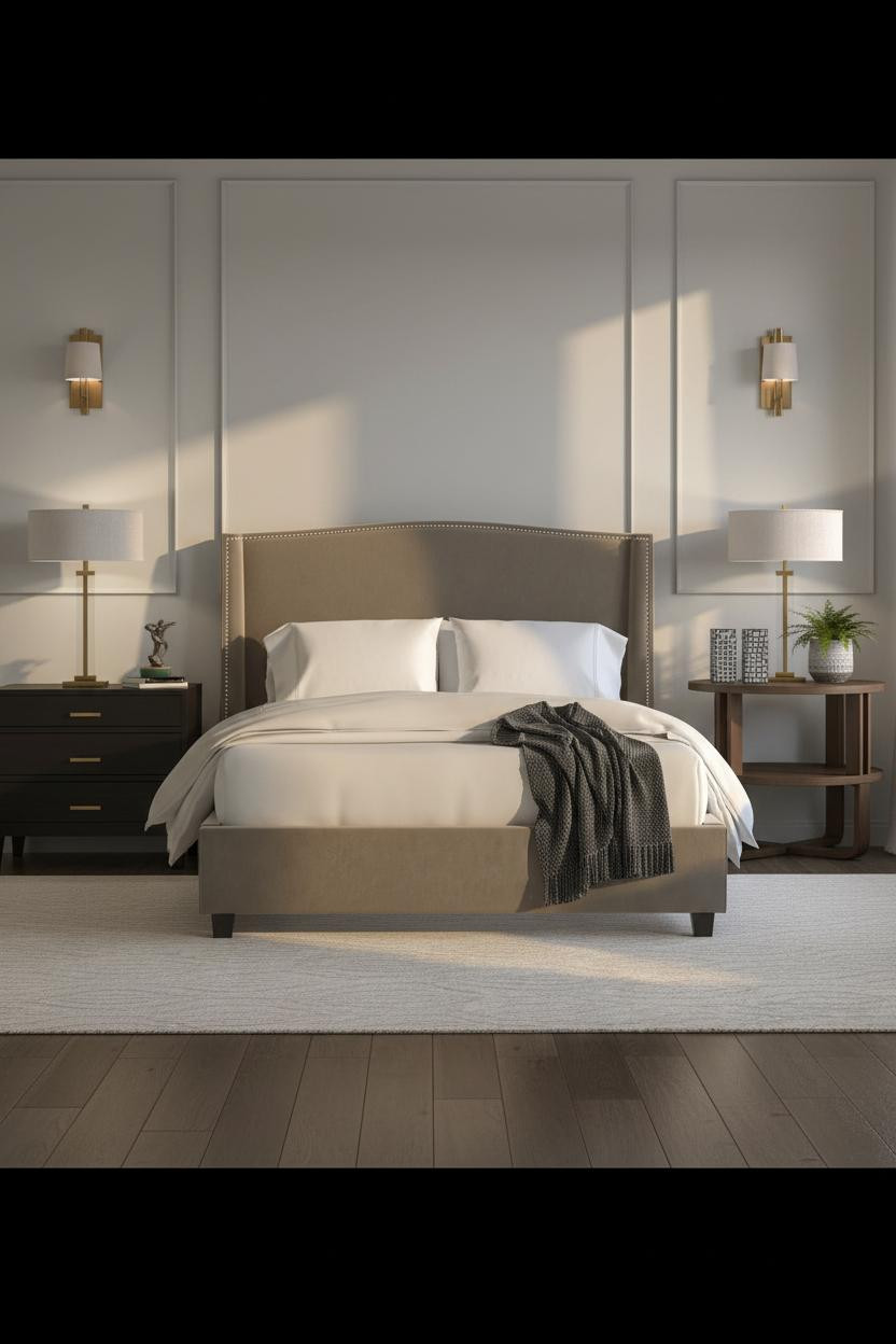 Gray Bed Frame Board and Batten Bedroom