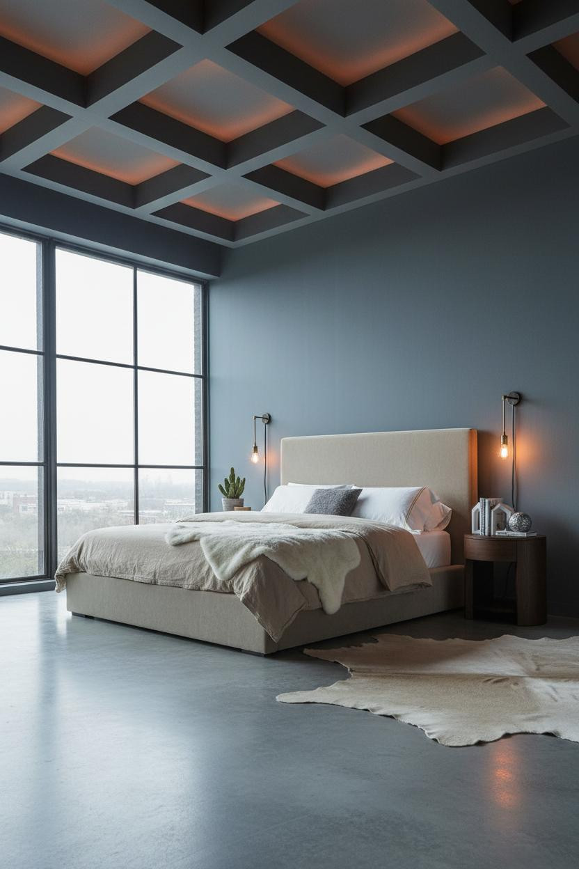 Gray Bed Frame Industrial Bedroom Ideas