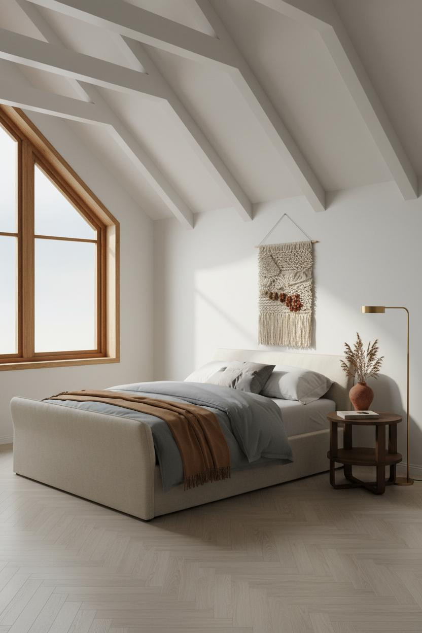Green Bed Frame Attic Bedroom Ideas
